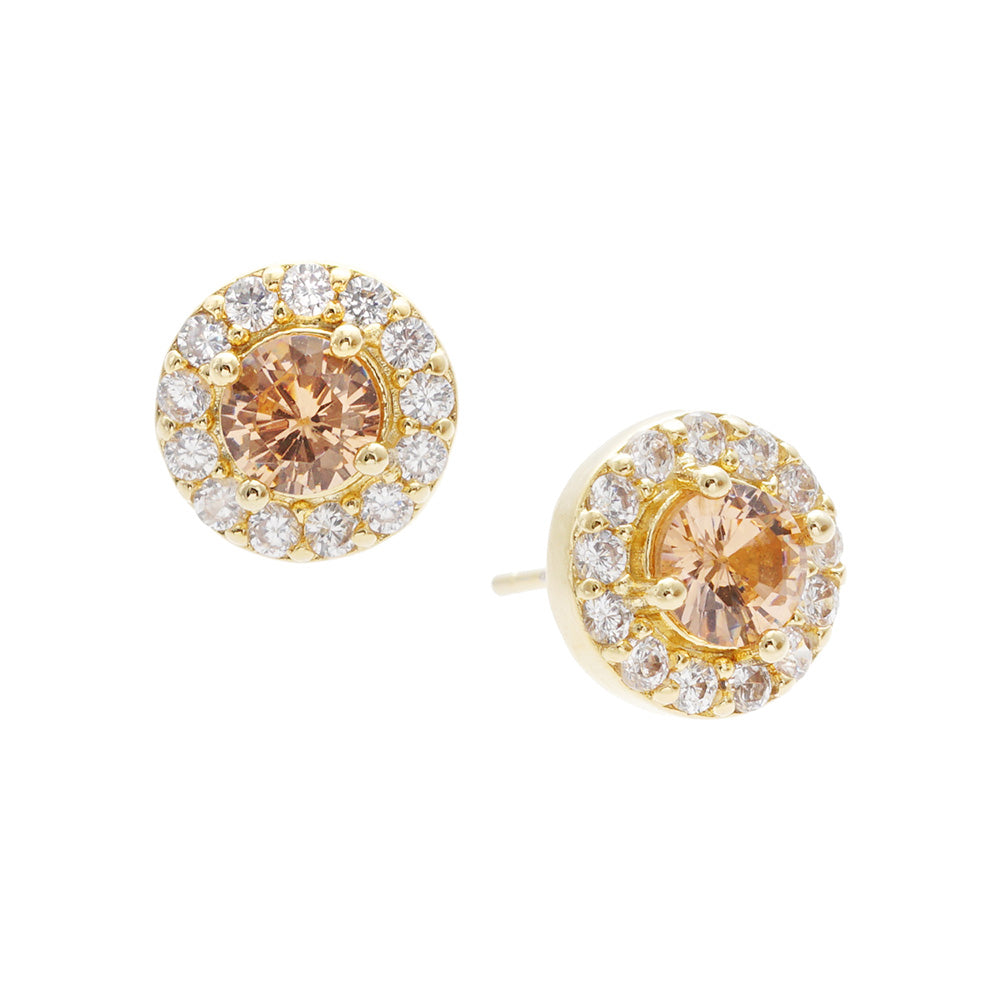 iLLASPARKZ Gold Dipped CZ Round Stud Earrings