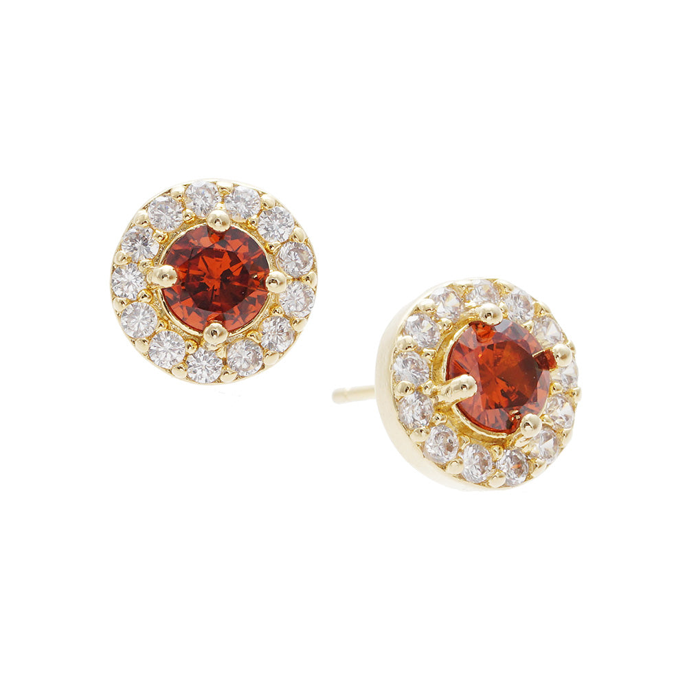 iLLASPARKZ Gold Dipped CZ Round Stud Earrings