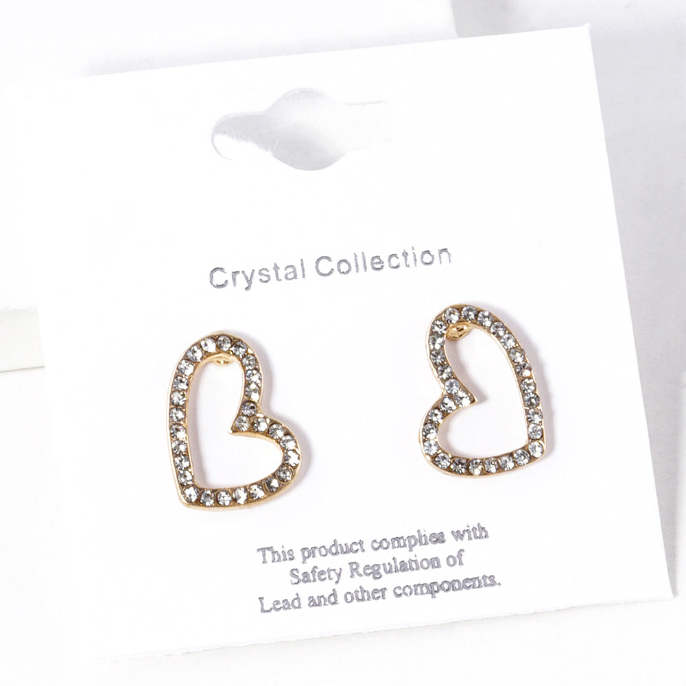 iLLASPARKZ Crystal Stone Paved Open Heart Stud Earrings