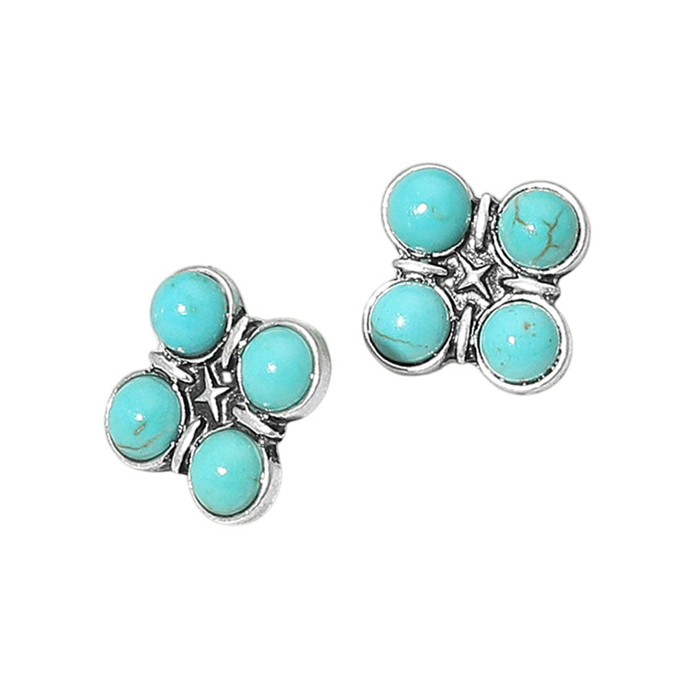 iLLASPARKZ Western Turquoise Bead Cluster Stud Earrings