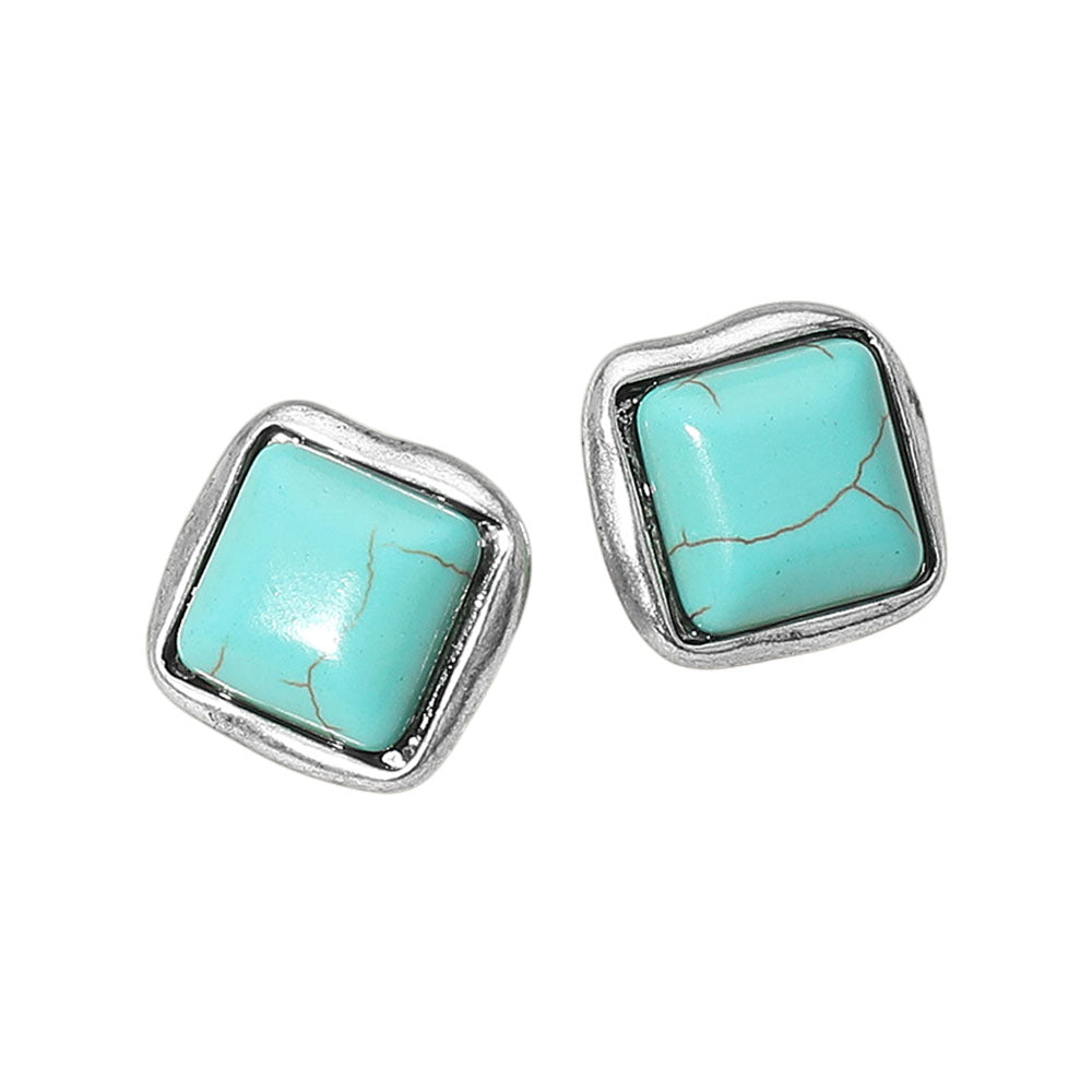 iLLASPARKZ Western Turquoise Square Stud Earrings