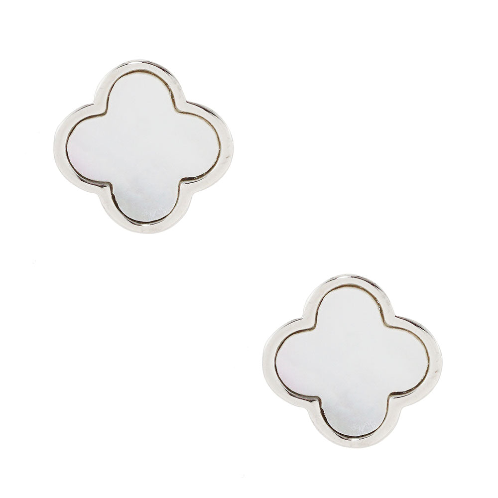 iLLASPARKZ White Gold Dipped Quatrefoil Stud Earrings
