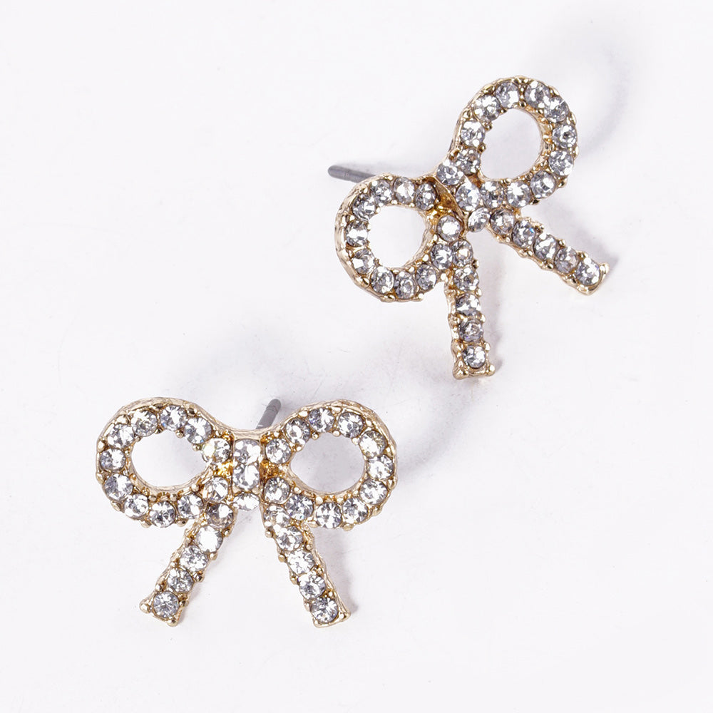 iLLASPARKZ Crystal Stone Studded Ribbon Stud Earrings