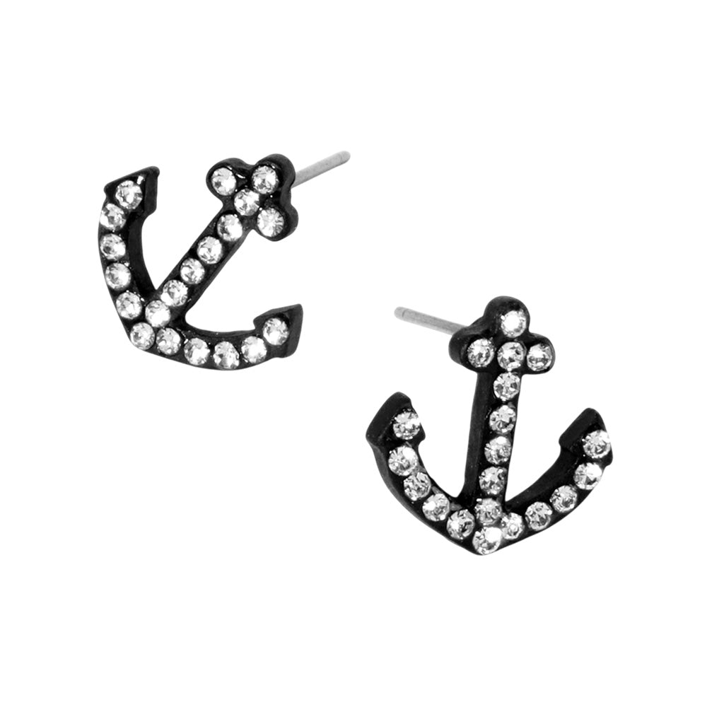 iLLASPARKZ Crystal Rhinestone Paved Anchor Stud Earrings