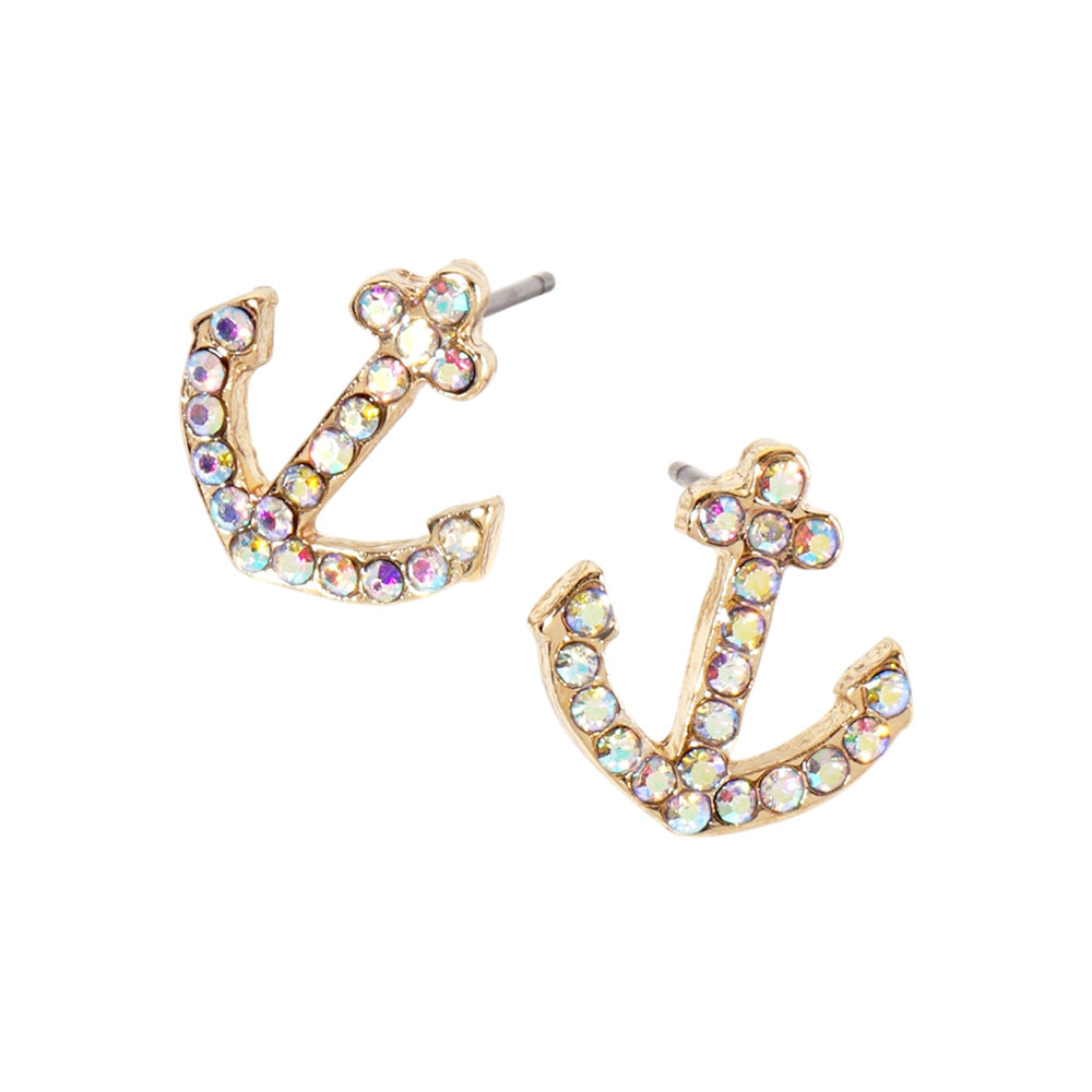 iLLASPARKZ Crystal Rhinestone Paved Anchor Stud Earrings