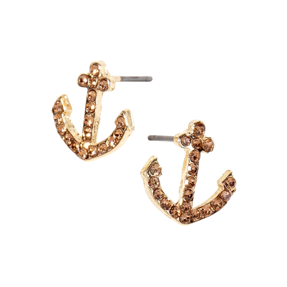 iLLASPARKZ Crystal Rhinestone Paved Anchor Stud Earrings