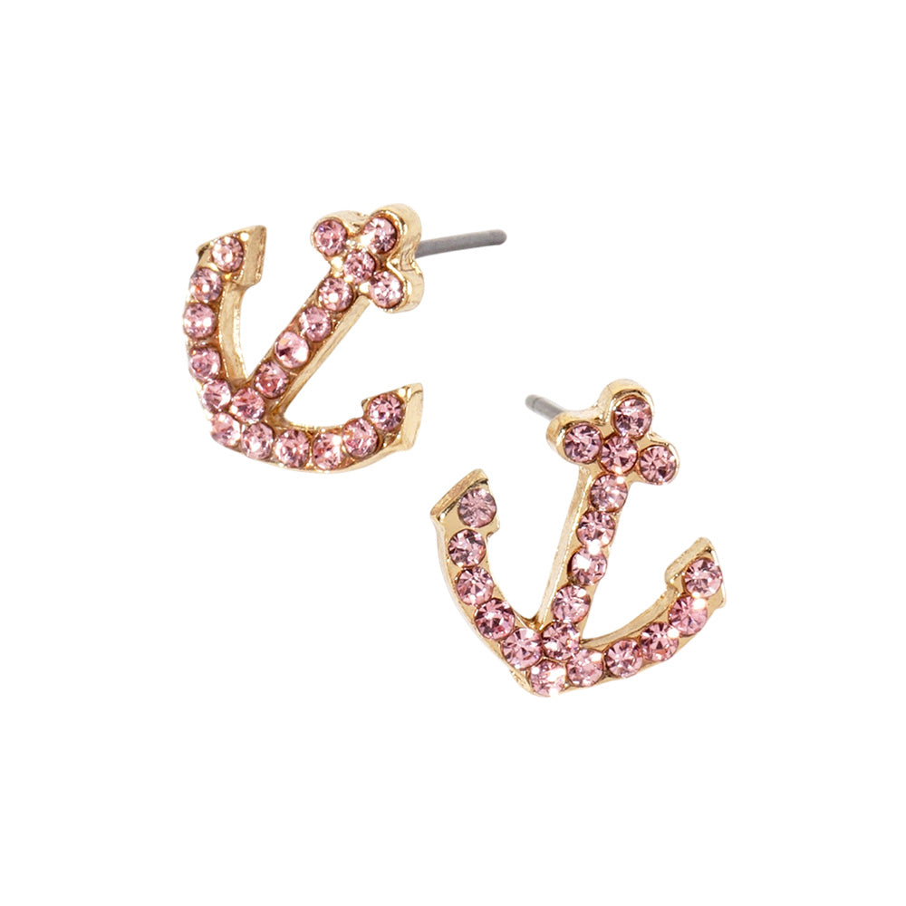 iLLASPARKZ Crystal Rhinestone Paved Anchor Stud Earrings
