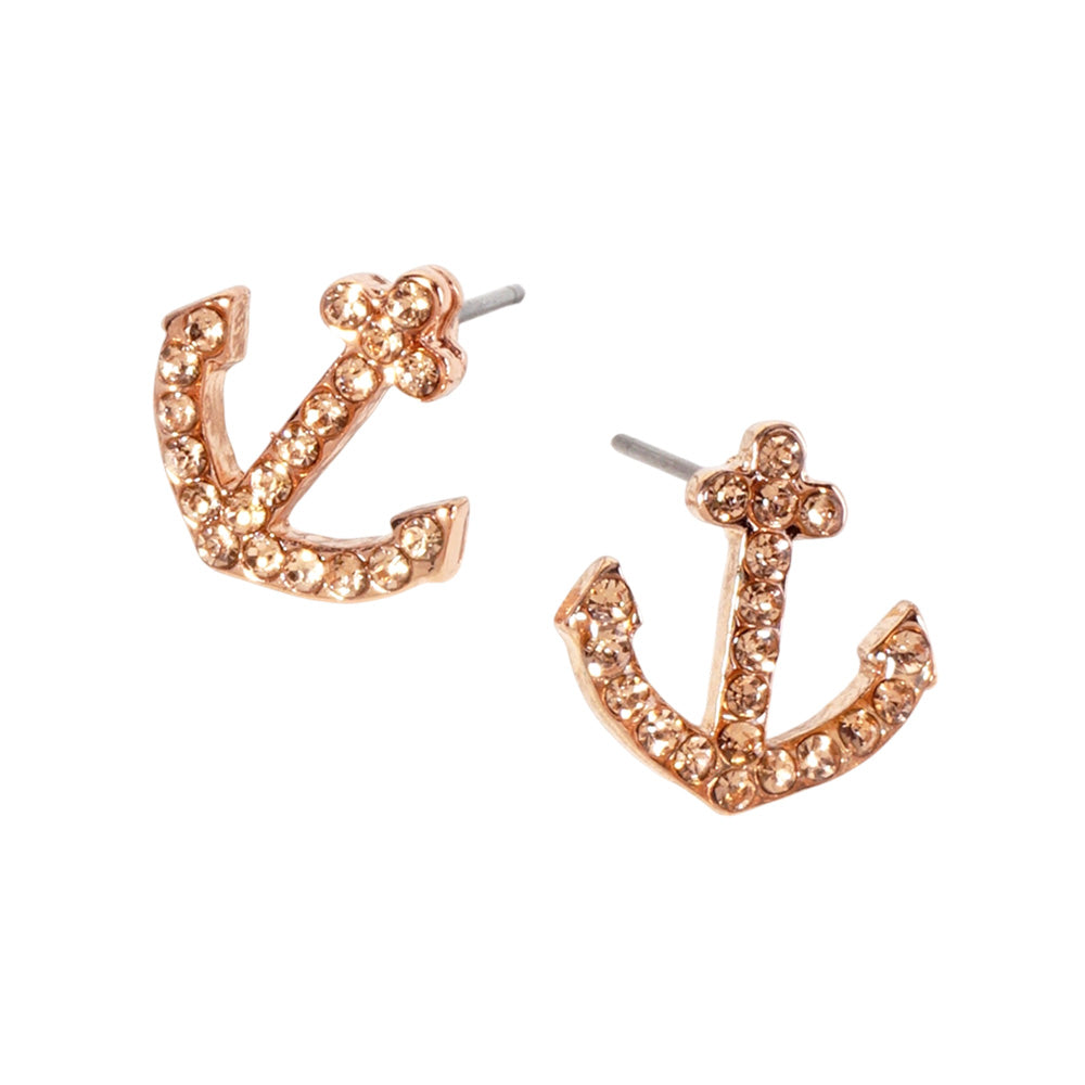 iLLASPARKZ Crystal Rhinestone Paved Anchor Stud Earrings