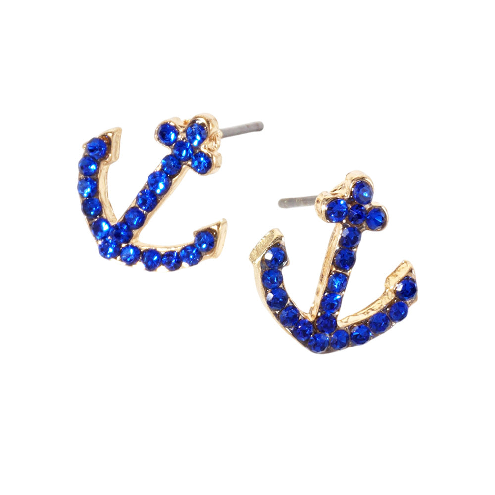 iLLASPARKZ Crystal Rhinestone Paved Anchor Stud Earrings