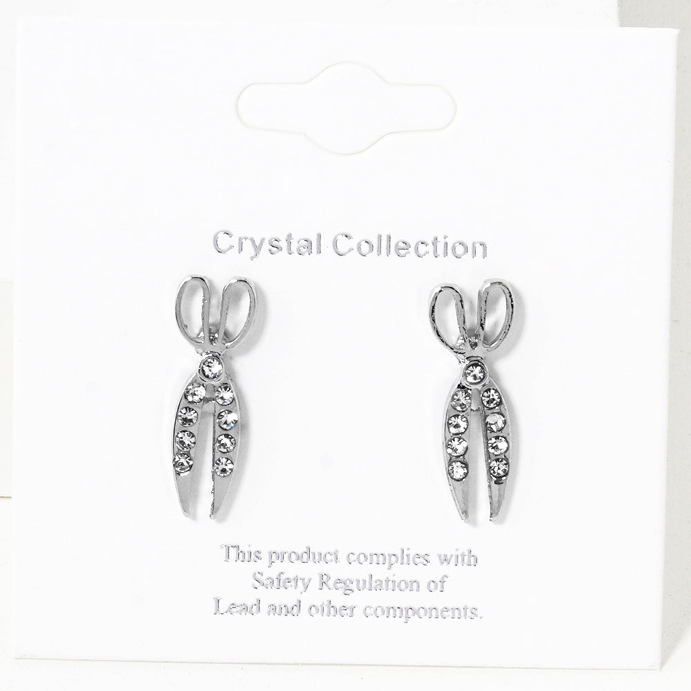 iLLASPARKZ Crystal Paved Scissors Stud Earrings