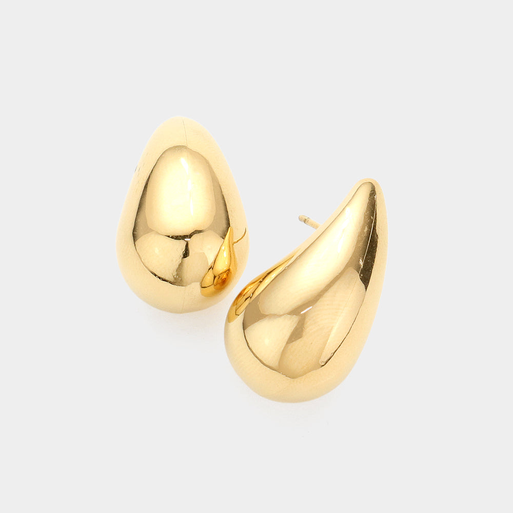 iLLASPARKZ 18K Gold Dipped Stainless Steel Curved Teardrop Earrings