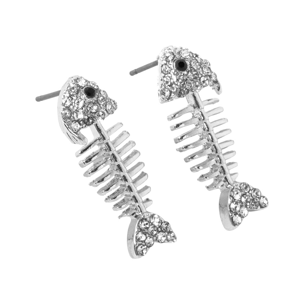 iLLASPARKZ Stone Paved Fishbone Stud Earrings