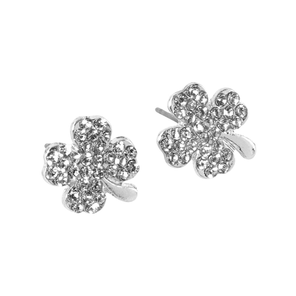 iLLASPARKZ Crystal Paved Clover Stud Earrings