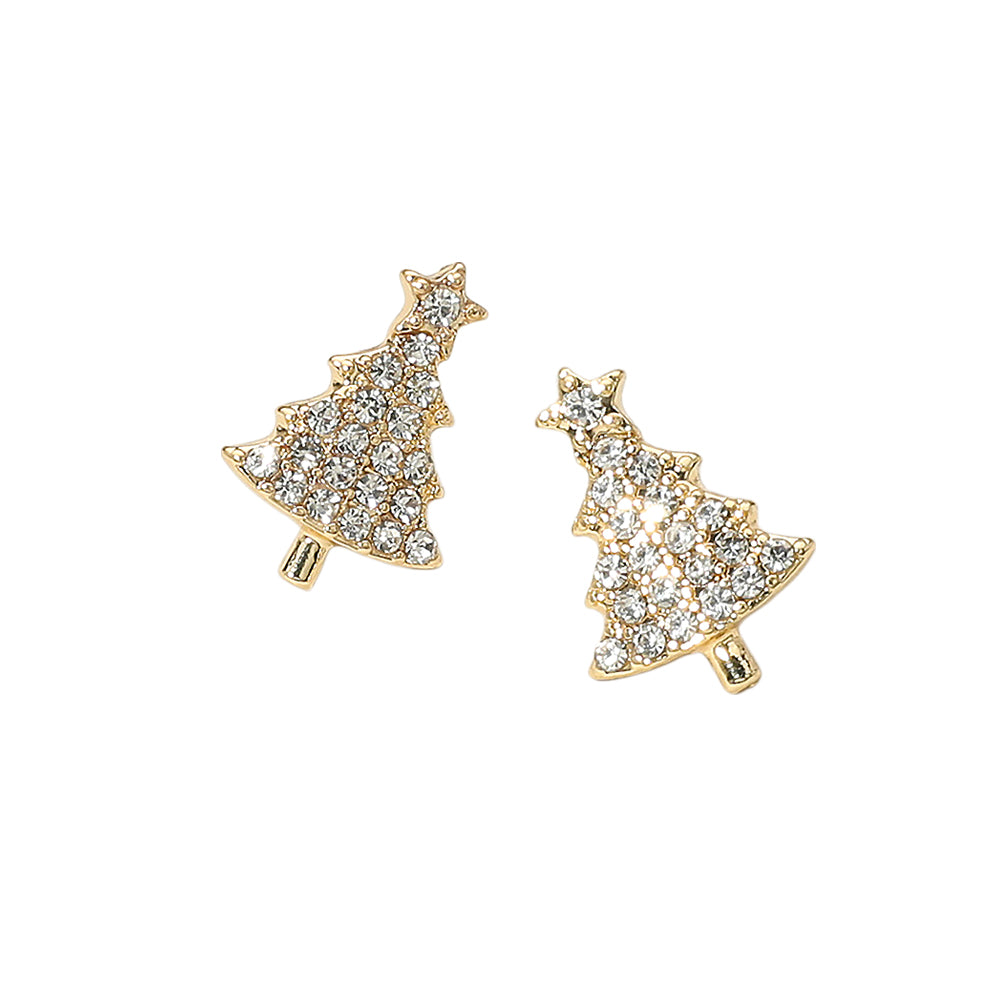 iLLASPARKZ Rhinestone Paved Christmas Tree Stud Earrings