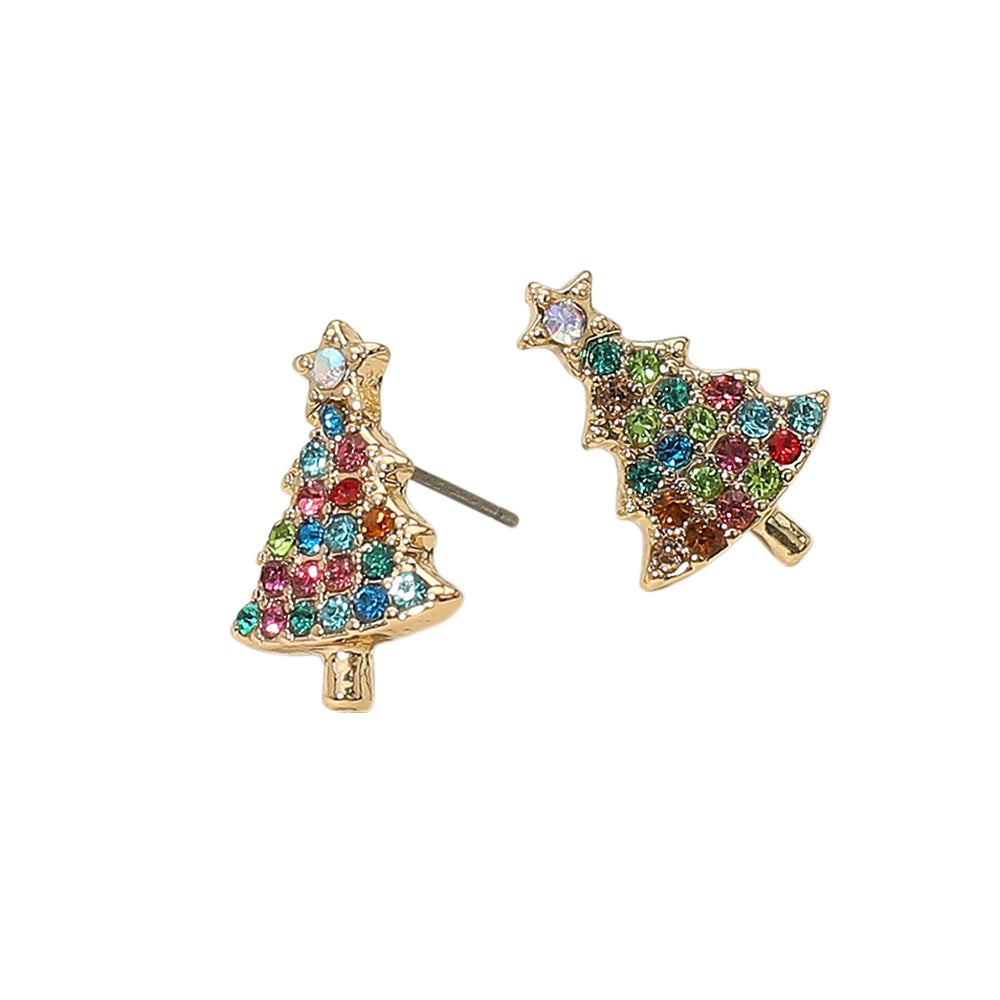 iLLASPARKZ Rhinestone Paved Christmas Tree Stud Earrings