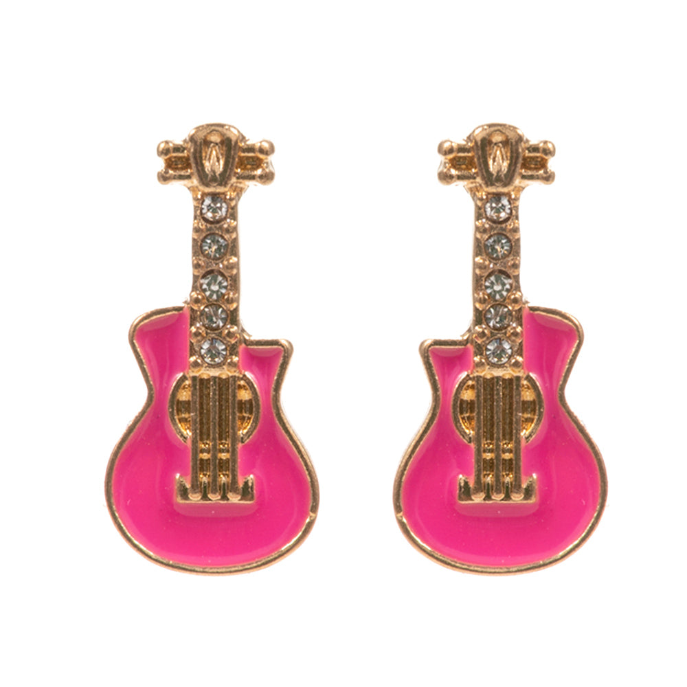 iLLASPARKZ Stone Paved Enamel Guitar Stud Earrings