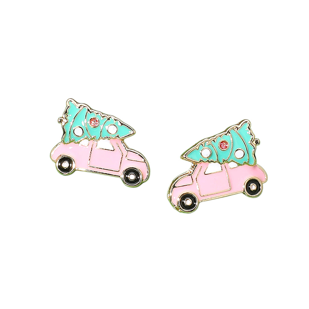iLLASPARKZ Enamel Christmas Tree Car Stud Earrings