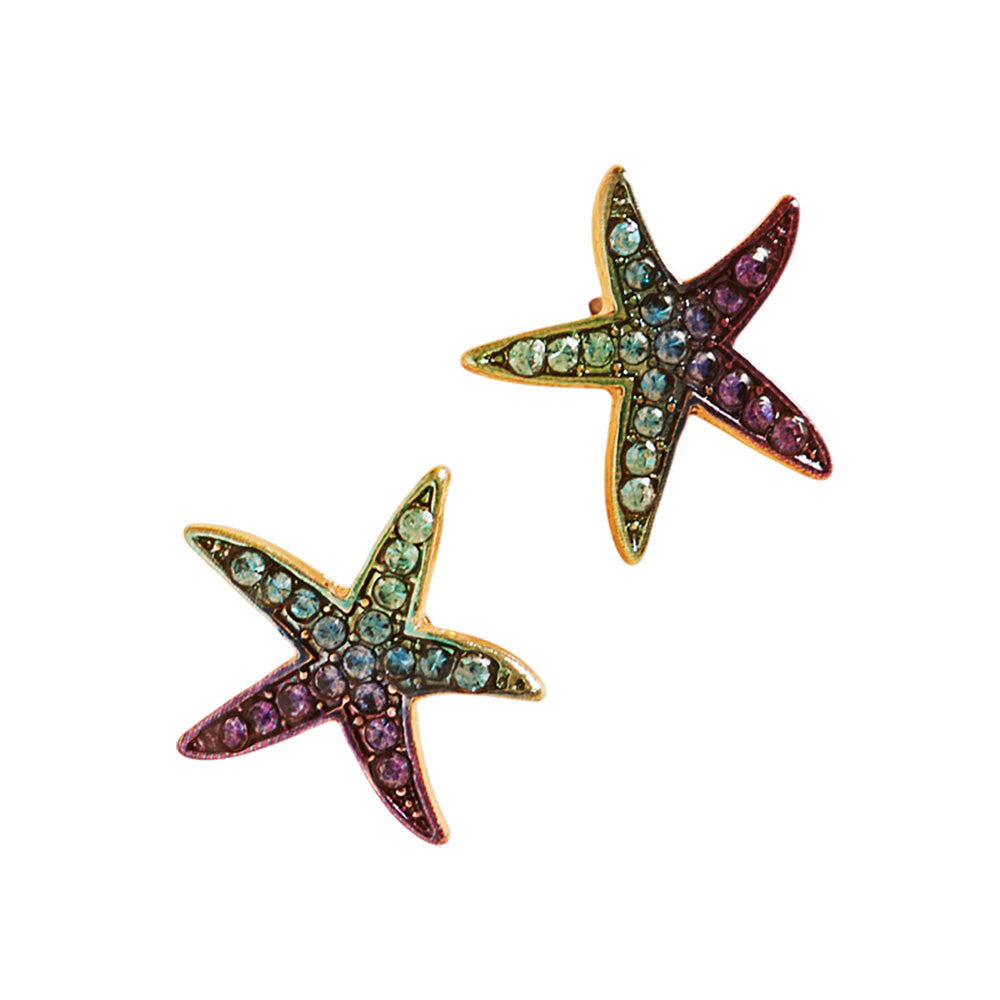 iLLASPARKZ Ombre Stone Paved Starfish Stud Earrings