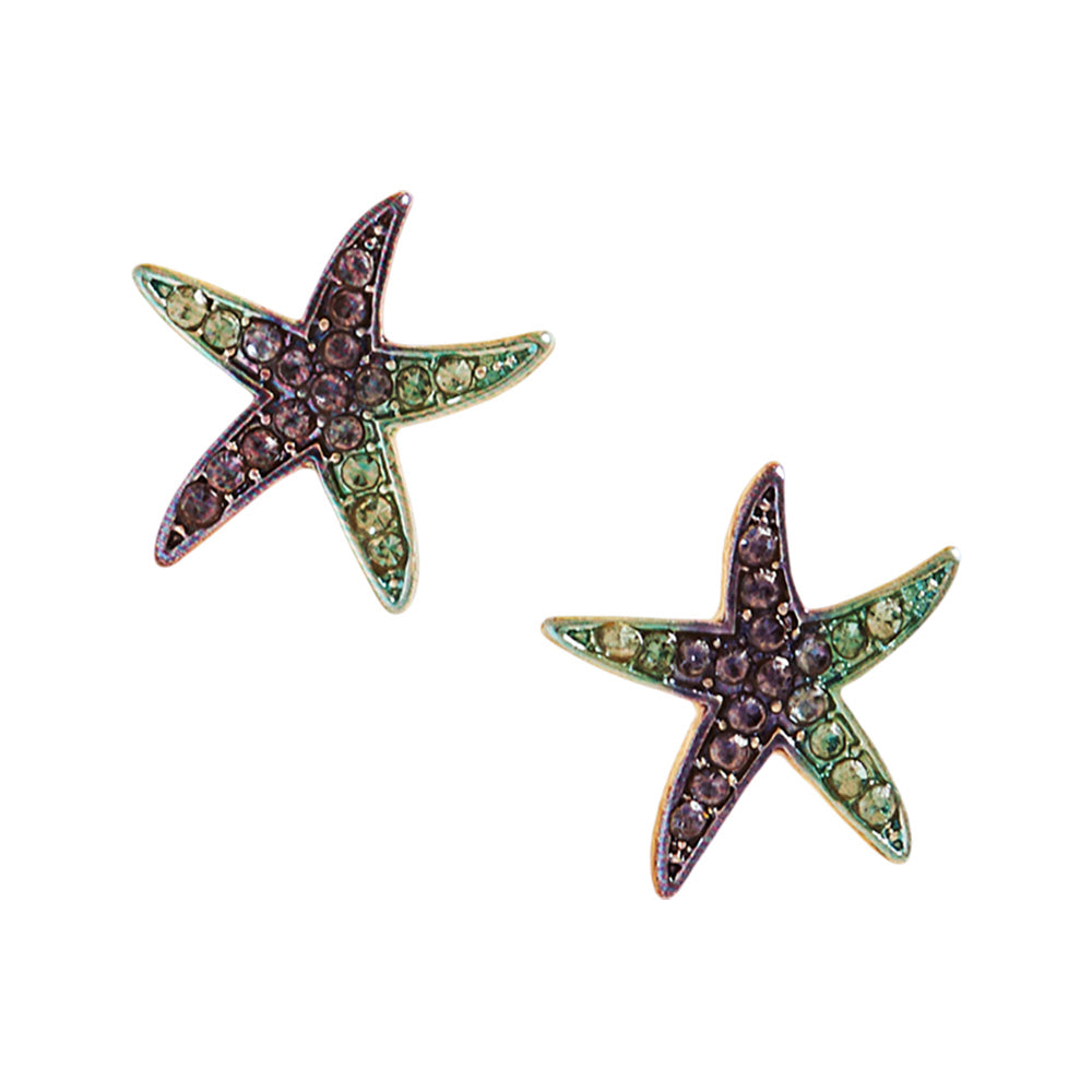 iLLASPARKZ Ombre Stone Paved Starfish Stud Earrings