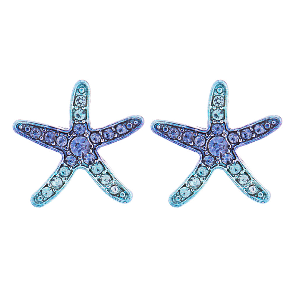 iLLASPARKZ Stone Paved Colored Metal Starfish Stud Earrings