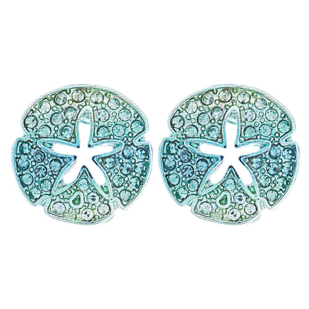 iLLASPARKZ Stone Paved Colored Metal Sand Dollar Stud Earrings
