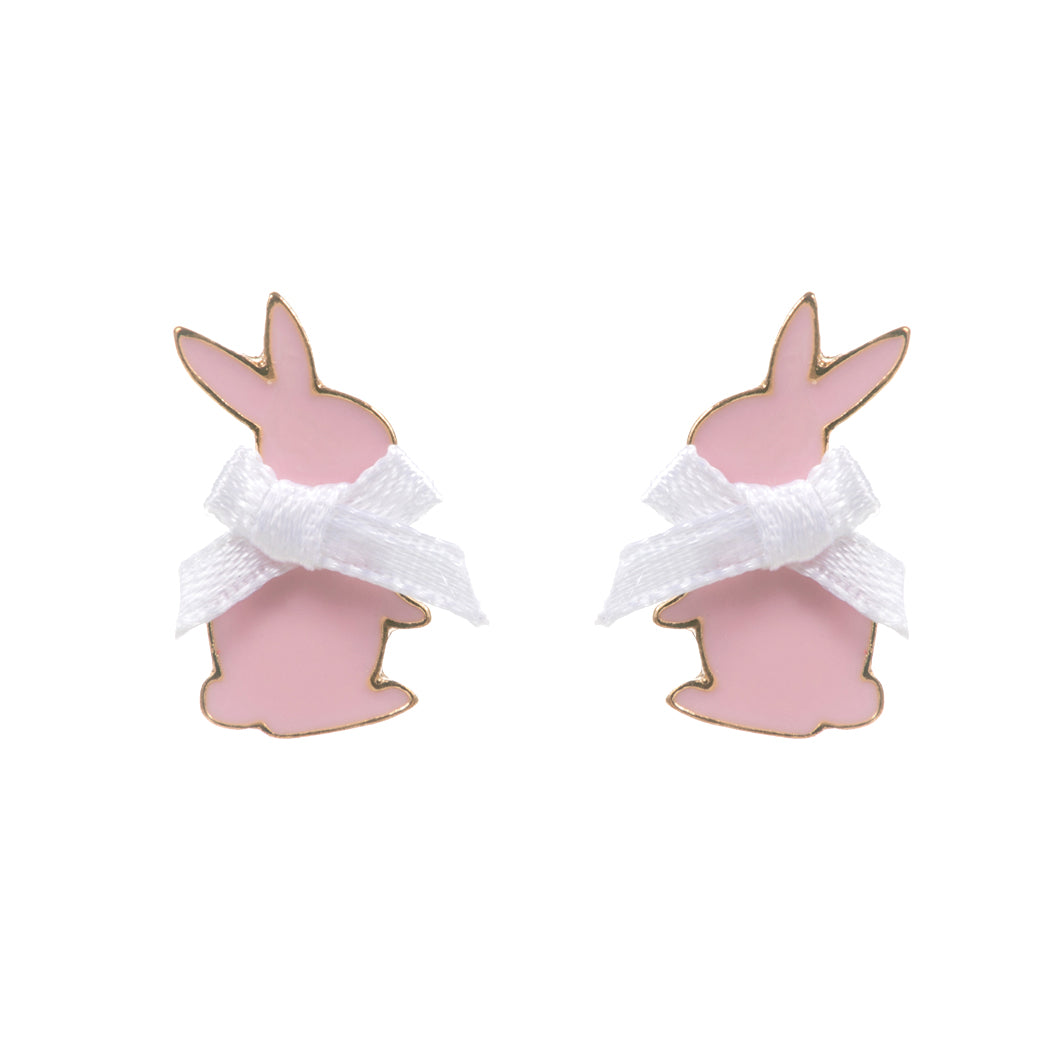 iLLASPARKZ Bow Pointed Enamel Easter Bunny Stud Earrings