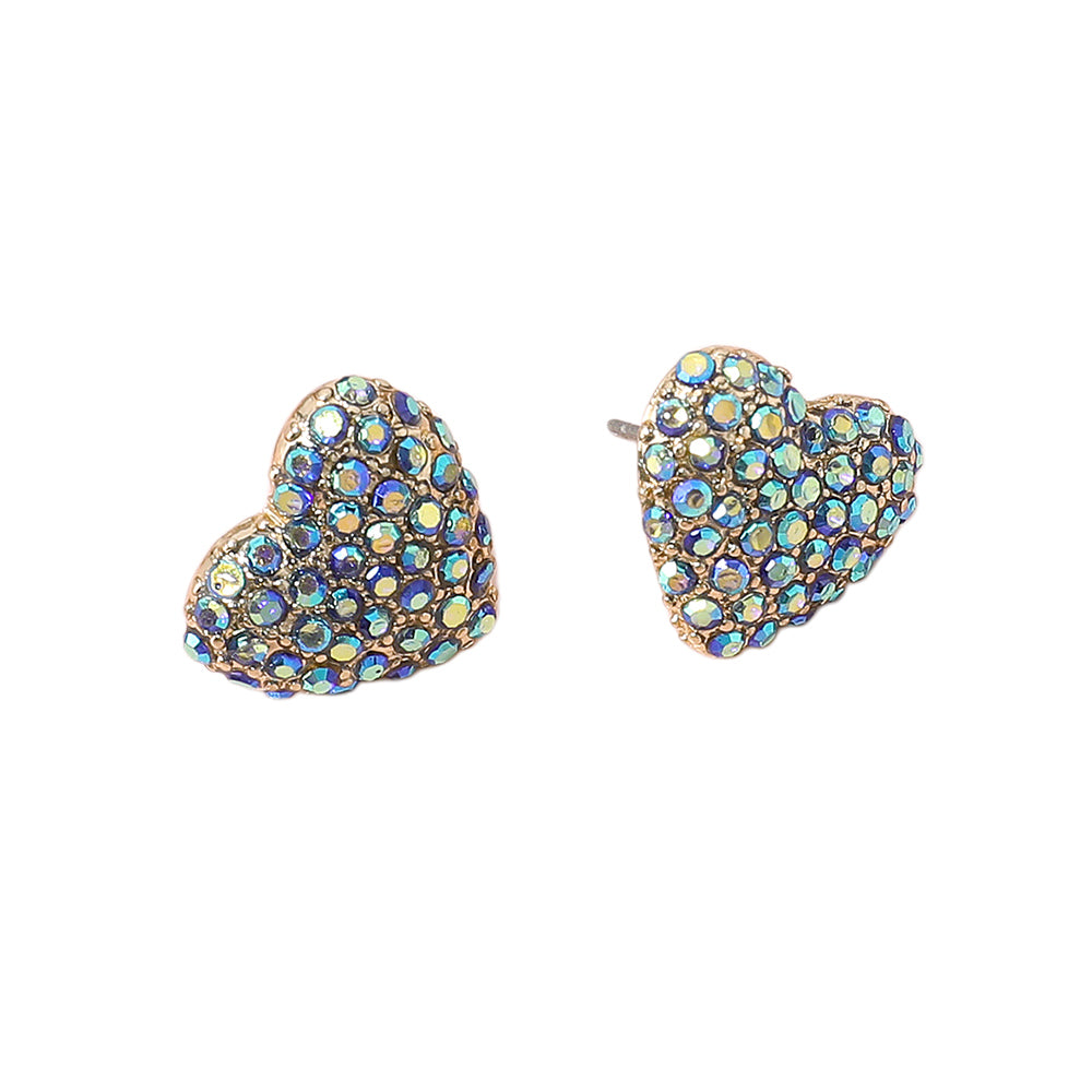 iLLASPARKZ Rhinestone Paved Puffy Heart Stud Earrings