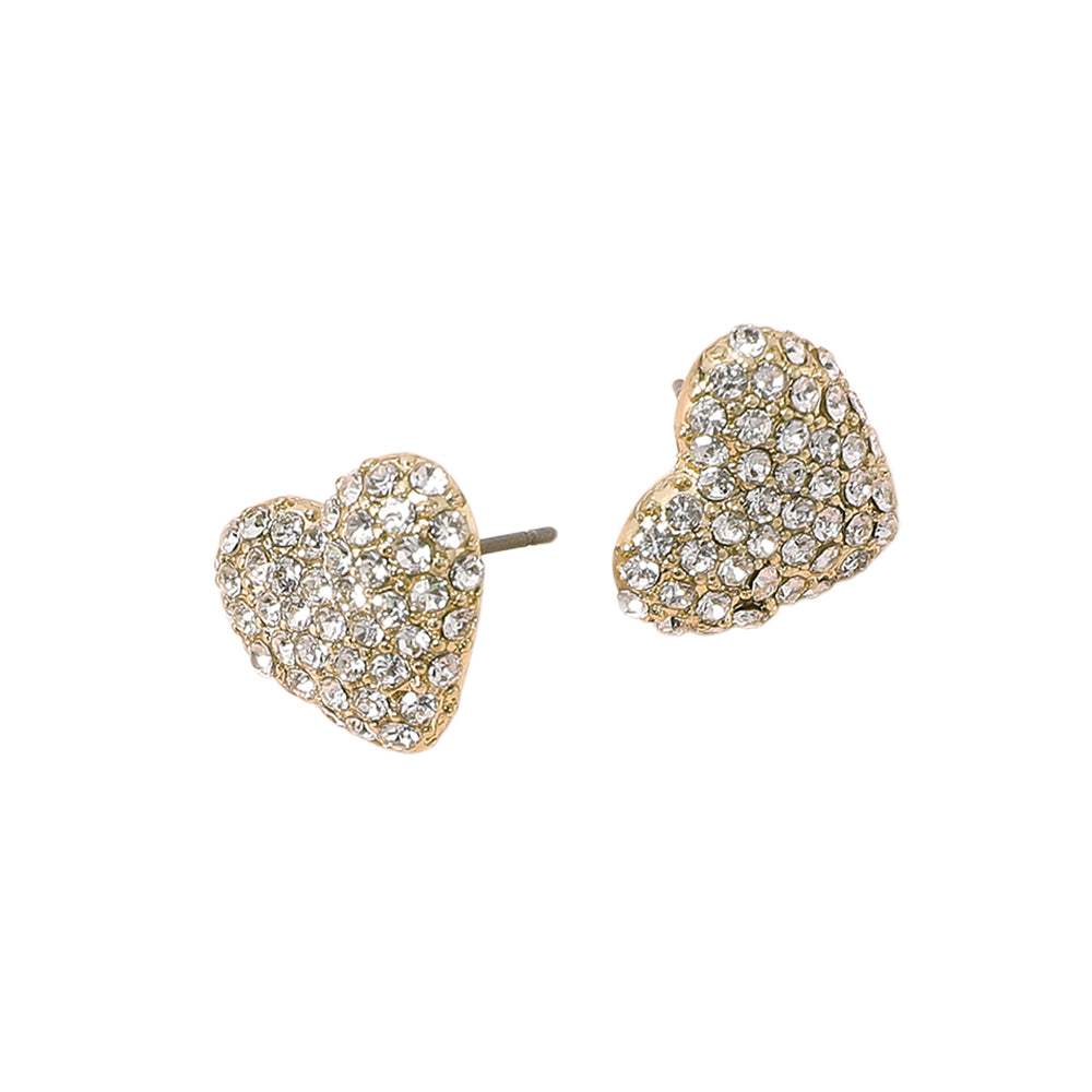 iLLASPARKZ Rhinestone Paved Puffy Heart Stud Earrings