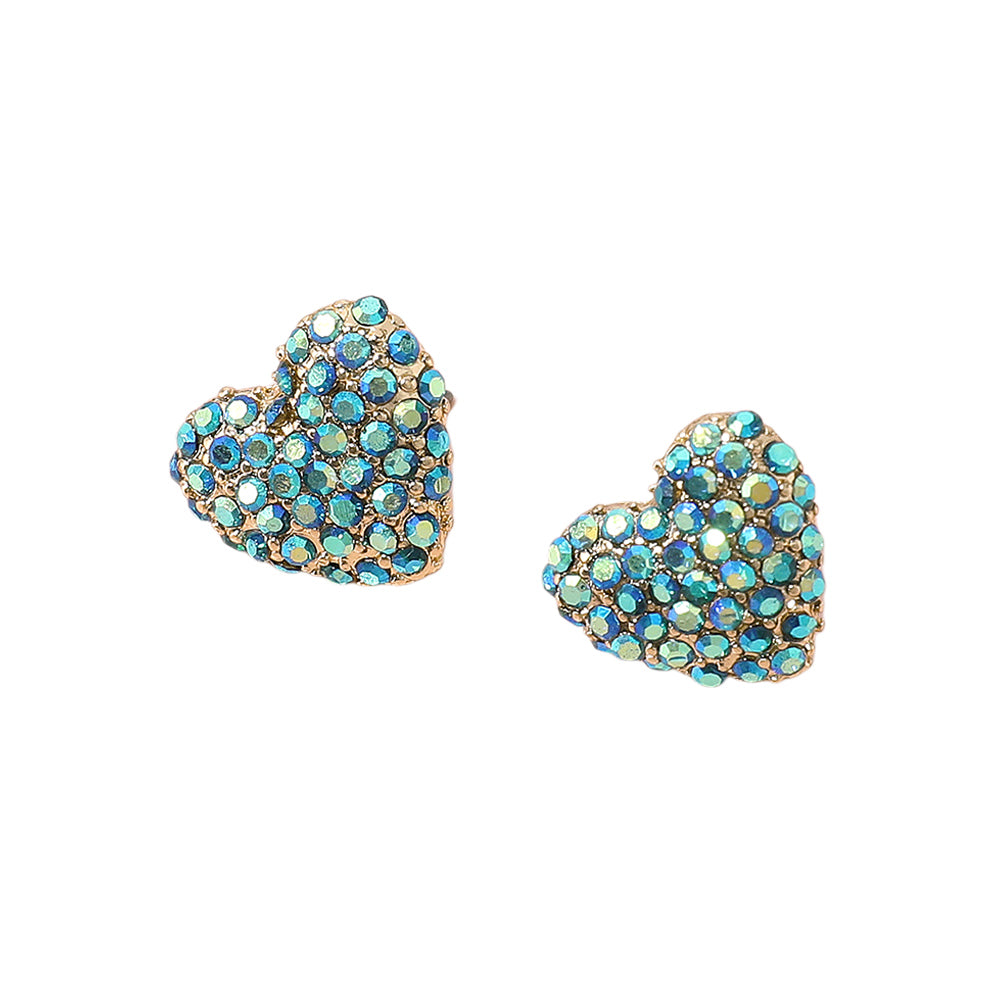 iLLASPARKZ Rhinestone Paved Puffy Heart Stud Earrings