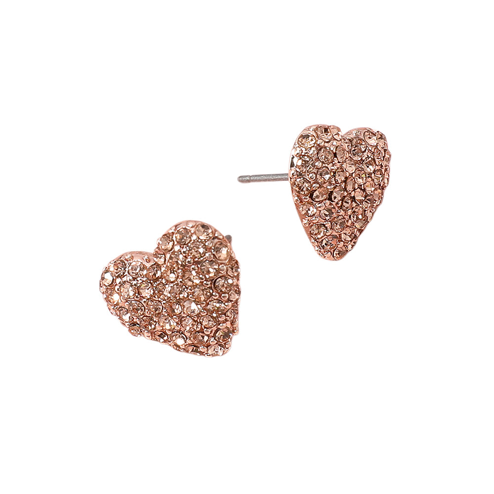 iLLASPARKZ Rhinestone Paved Puffy Heart Stud Earrings