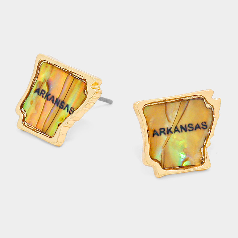 iLLASPARKZ Arkansas State Map Abalone Stud Earrings