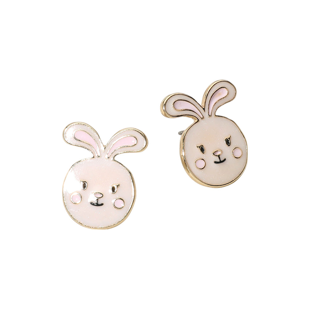 iLLASPARKZ Enamel Easter Bunny Face Stud Earrings