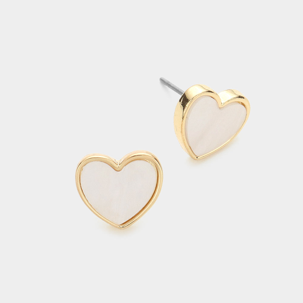 iLLASPARKZ Mother of Pearl Heart Stud Earrings