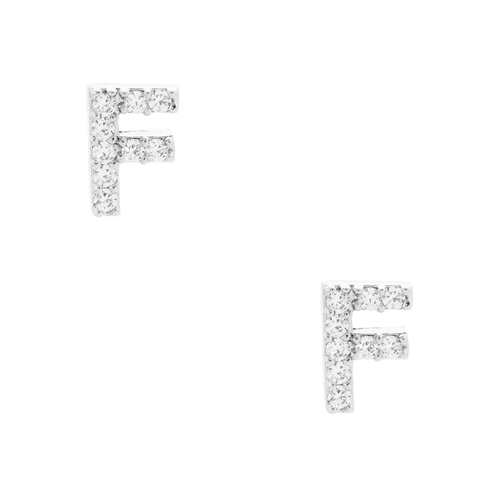 iLLASPARKZ -F- Cubic Zirconia Initial Monogram Stud Earrings