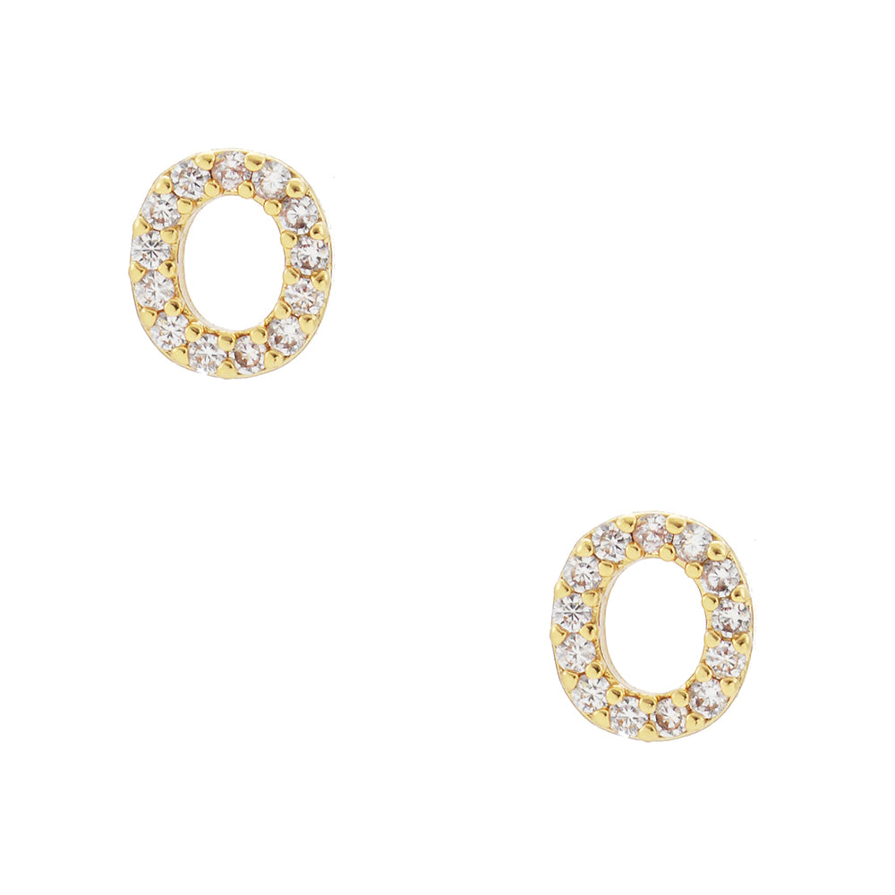 iLLASPARKZ -O- Cubic Zirconia Initial Monogram Stud Earrings