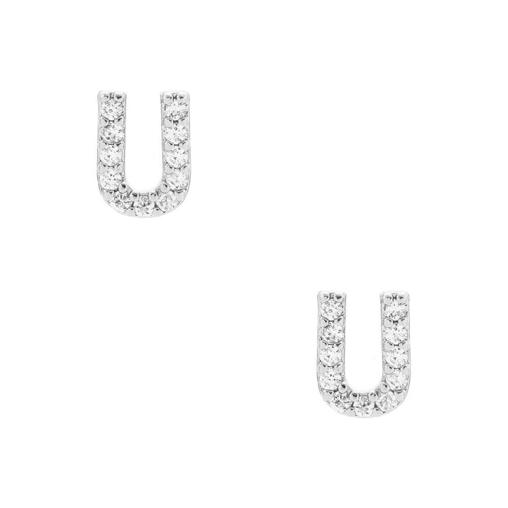 iLLASPARKZ -U- Cubic Zirconia Initial Monogram Stud Earrings