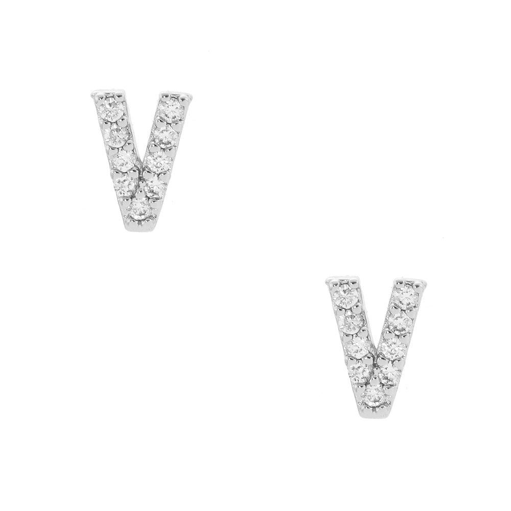 iLLASPARKZ -V- Cubic Zirconia Initial Monogram Stud Earrings