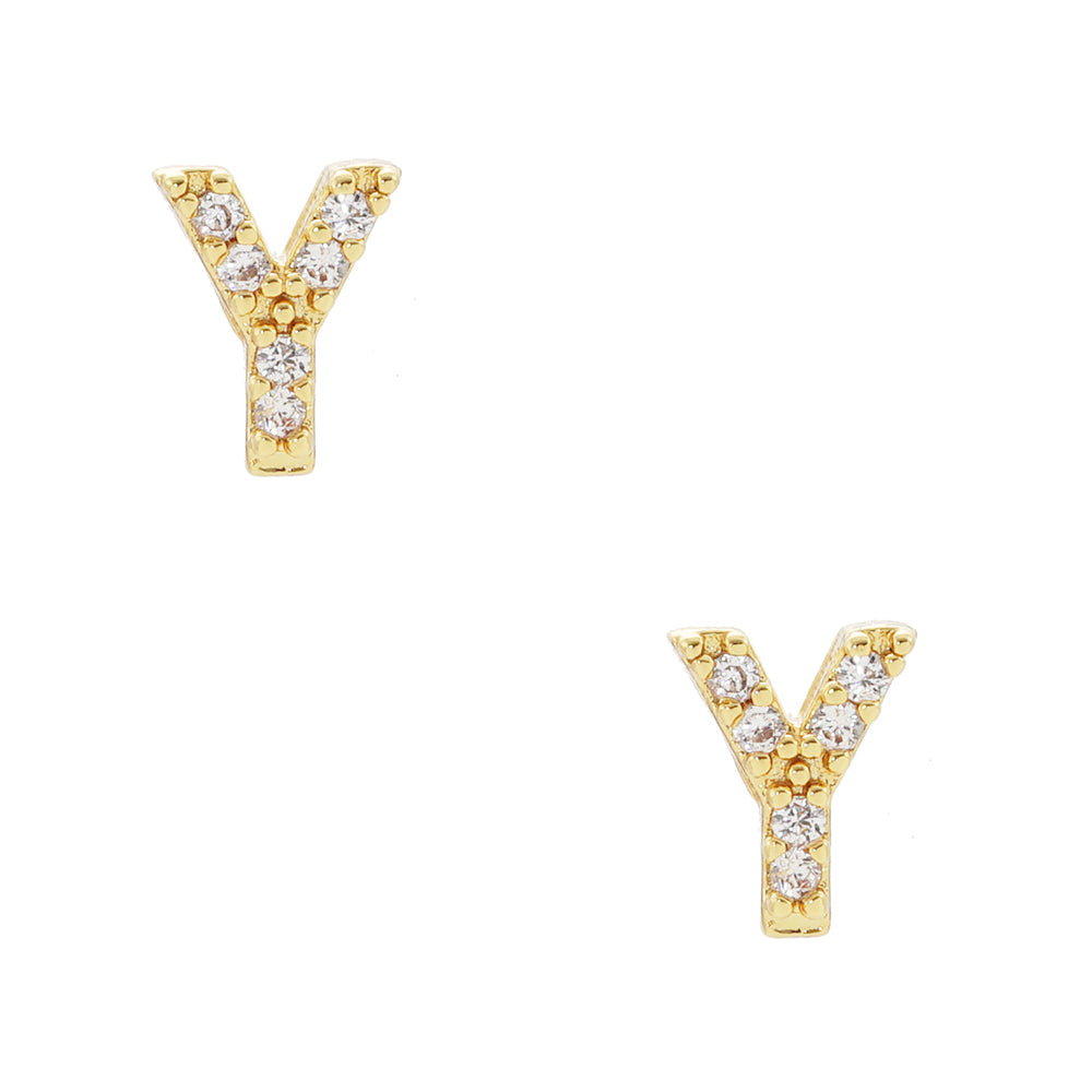 iLLASPARKZ -Y- Cubic Zirconia Initial Monogram Stud Earrings