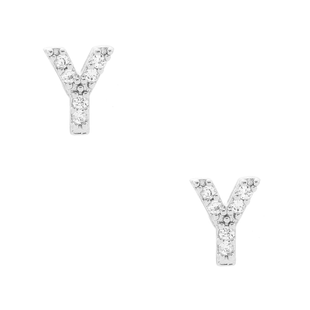 iLLASPARKZ -Y- Cubic Zirconia Initial Initial Monogram Stud Earrings