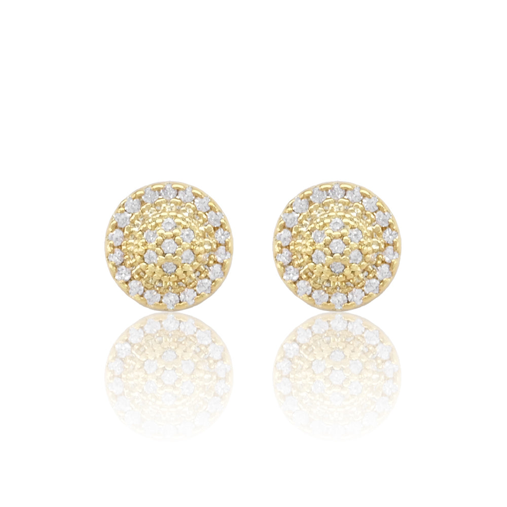 iLLASPARKZ Gold Dipped CZ Stone Paved Round Stud Earrings