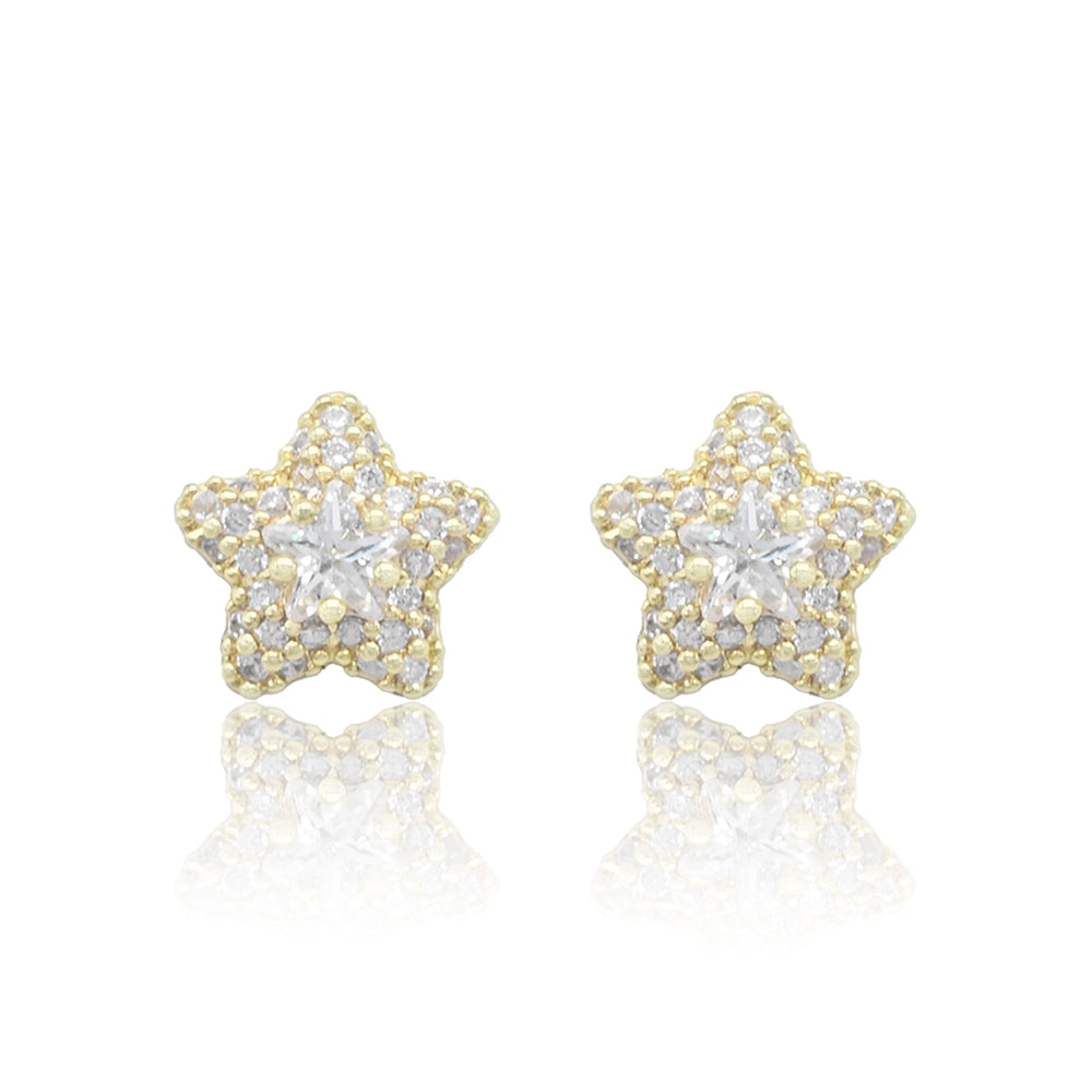 iLLASPARKZ Gold Dipped CZ Stone Paved Star Stud Earrings