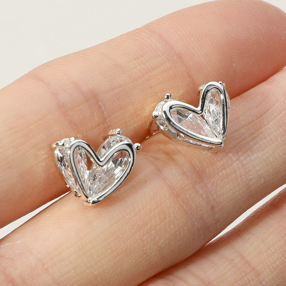 iLLASPARKZ CZ Stone Heart Stud Earrings