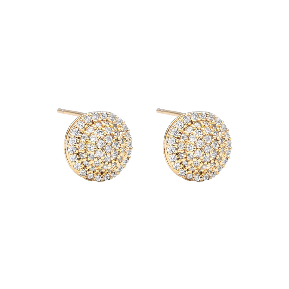 iLLASPARKZ Gold Dipped CZ Stone Paved Petit Round Stud Earrings
