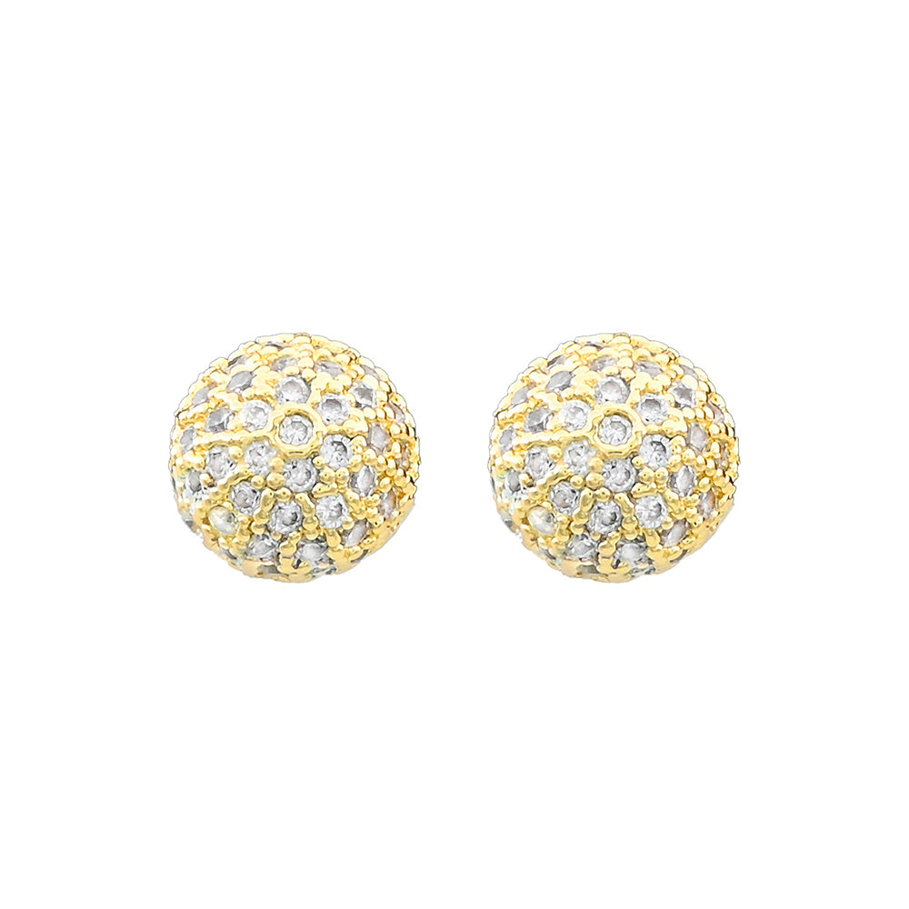 iLLASPARKZ Gold Dipped CZ Stone Paved Mini Ball Stud Earrings
