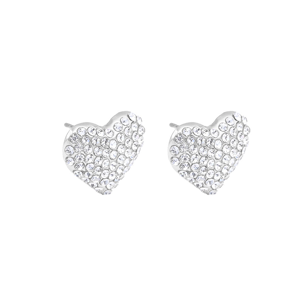 iLLASPARKZ Gold Dipped CZ Stone Paved Heart Stud Earrings