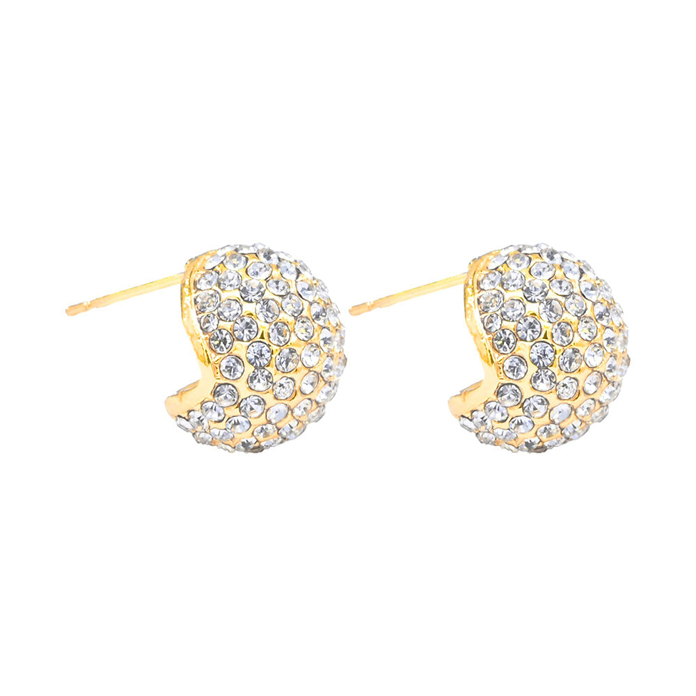 iLLASPARKZ Gold Dipped CZ Stone Paved Bean Earrings