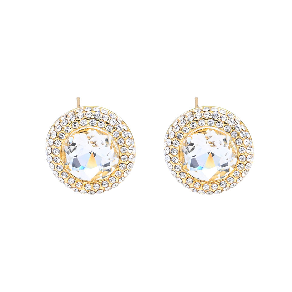 iLLASPARKZ Gold Dipped CZ Stone Paved Round Stud Earrings