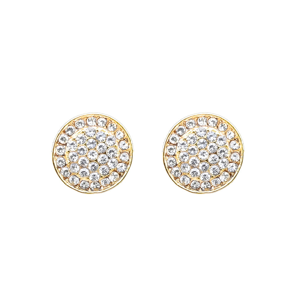 iLLASPARKZ Gold Dipped CZ Stone Paved Round Stud Earrings