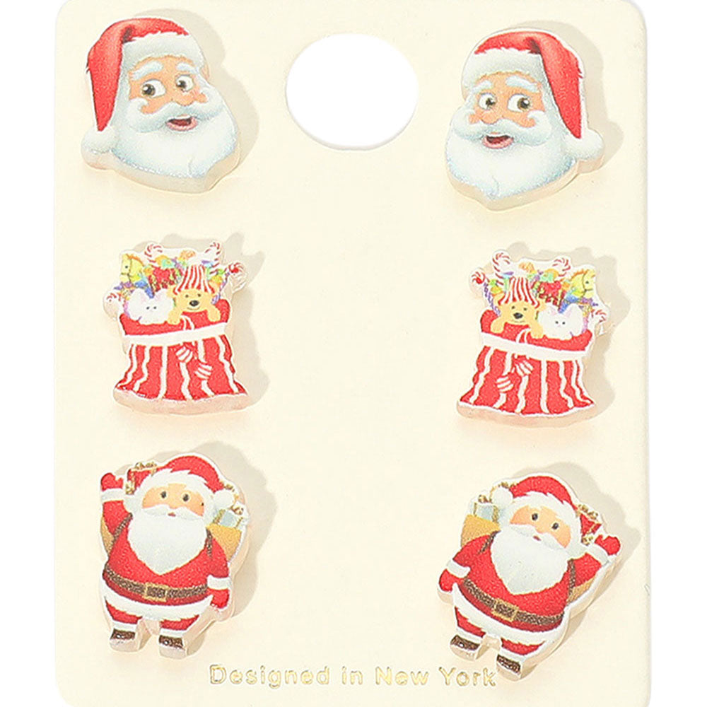 iLLASPARKZ 3Pairs - Christmas Santa Claus Earring Set