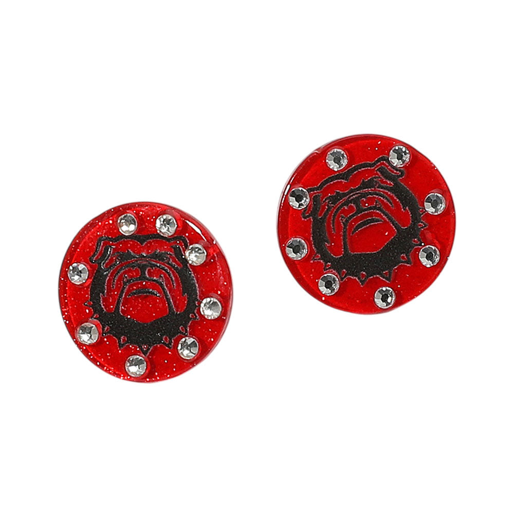 iLLASPARKZ Sparkle Accent Game Day Bulldog Face Disc Stud Earrings